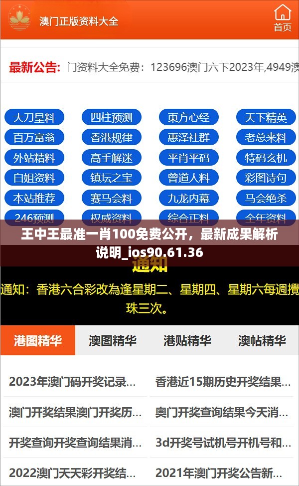 王中王最准一肖100免费公开，最新成果解析说明_ios90.61.36