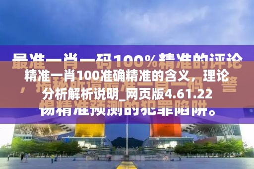 精准一肖100准确精准的含义，理论分析解析说明_网页版4.61.22