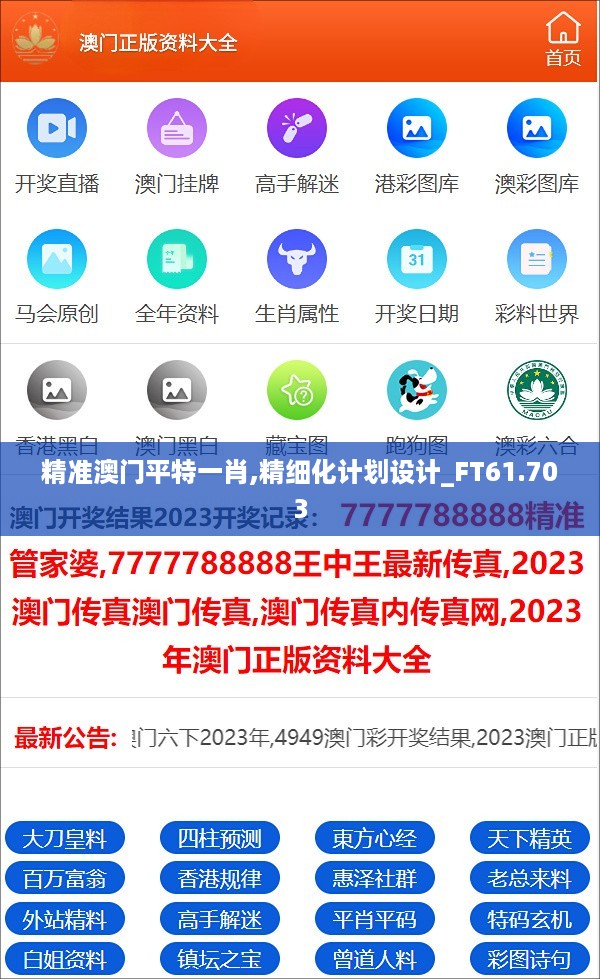 精准澳门平特一肖,精细化计划设计_FT61.703