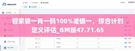 管家婆一肖一码100%准确一，综合计划定义评估_GM版47.71.65