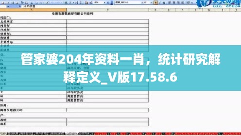 管家婆204年资料一肖，统计研究解释定义_V版17.58.6