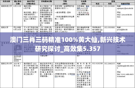 澳门三肖三码精准100%黄大仙,新兴技术研究探讨_高效集5.357