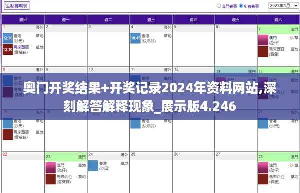 奥门开奖结果+开奖记录2024年资料网站,深刻解答解释现象_展示版4.246