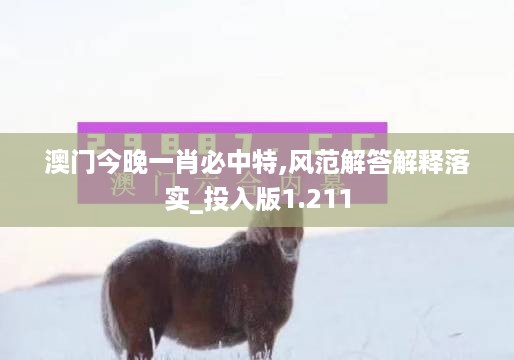 澳门今晚一肖必中特,风范解答解释落实_投入版1.211