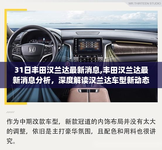 丰田汉兰达最新动态解析，深度解读新车型消息与个人观点分析