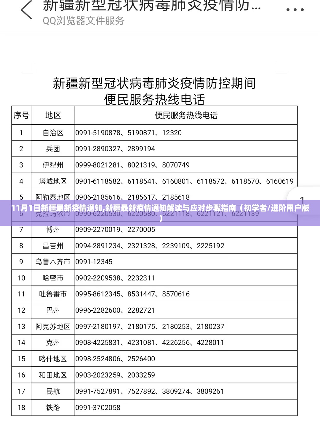 新疆最新疫情通知解读与应对指南（初学者/进阶版）——11月1日疫情更新