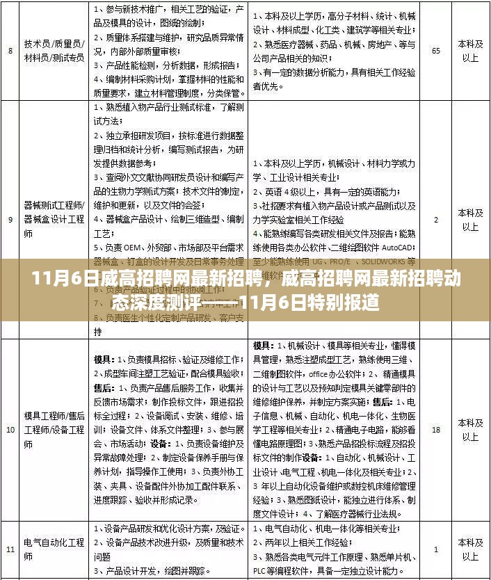 威高招聘网最新招聘动态深度测评，11月特别报道揭晓职位机会