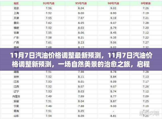 11月7日汽油价格调整最新预测，启程自然美景之旅，探寻内心宁静与平和