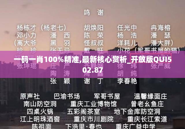 一码一肖100%精准,最新核心赏析_开放版QUI502.87