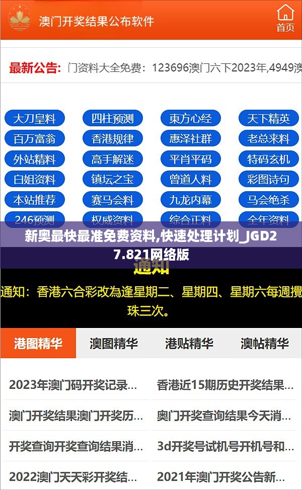 新奥最快最准免费资料,快速处理计划_JGD27.821网络版