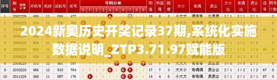 2024新奥历史开奖记录37期,系统化实施数据说明_ZTP3.71.97赋能版