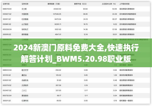 2024新澳门原料免费大全,快速执行解答计划_BWM5.20.98职业版