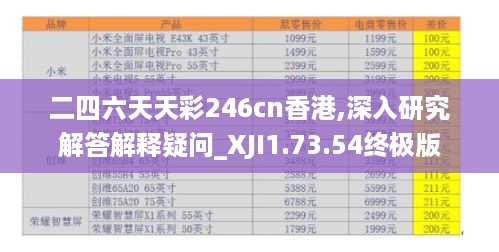 二四六天天彩246cn香港,深入研究解答解释疑问_XJI1.73.54终极版