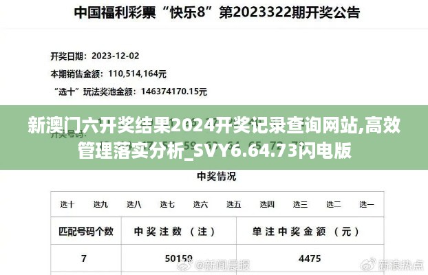 新澳门六开奖结果2024开奖记录查询网站,高效管理落实分析_SVY6.64.73闪电版