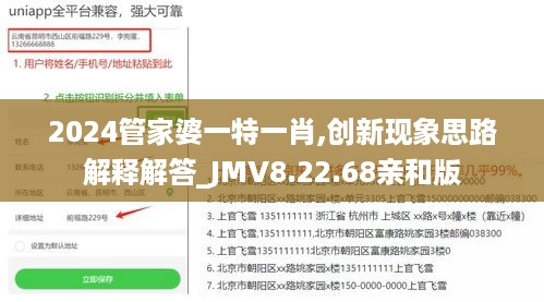 2024管家婆一特一肖,创新现象思路解释解答_JMV8.22.68亲和版