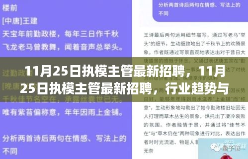 11月25日执模主管最新招聘与行业趋势及个人观点探析