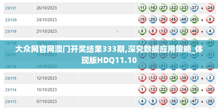 大众网官网澳门开奖结果333期,深究数据应用策略_体现版HDQ11.10