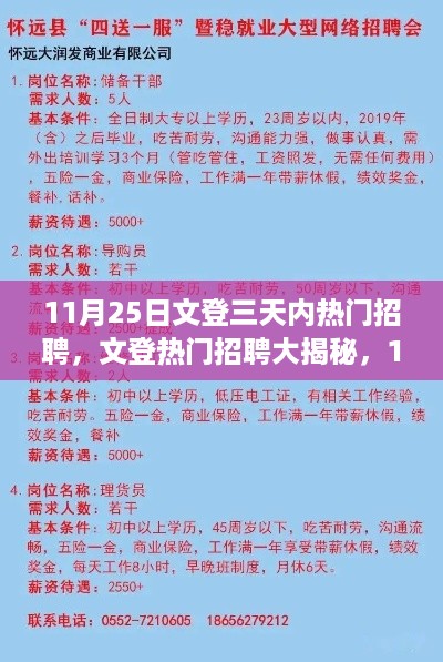 11月25日文登三天内抢眼招聘汇总，热门职位一网打尽