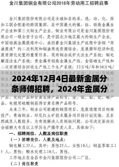 2024年金属分条师傅招聘启事，寻求技术精英，共创行业新辉煌