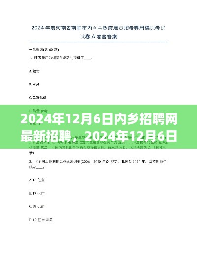 2024年12月6日内乡招聘网最新招聘信息汇总，最新岗位一网打尽