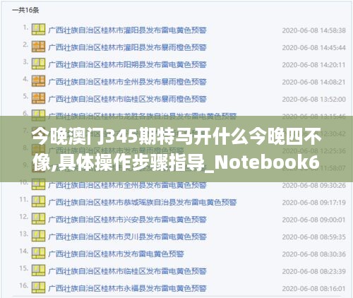 今晚澳门345期特马开什么今晚四不像,具体操作步骤指导_Notebook6.631