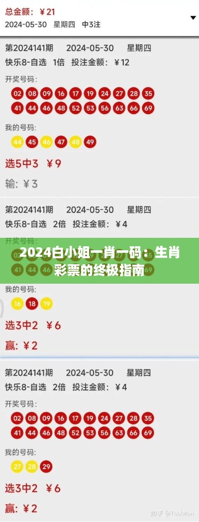 2024白小姐一肖一码：生肖彩票的终极指南