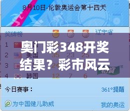 奥门彩348开奖结果？彩市风云变幻，如何抓住机会