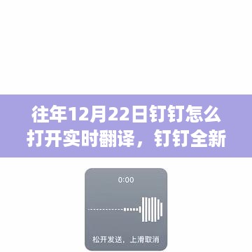 钉钉实时翻译功能上线，引领跨语言沟通新时代，如何打开往年12月22日的实时翻译功能？