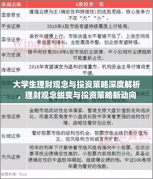 大学生理财观念与投资策略深度解析，理财观念蜕变与投资策略新动向