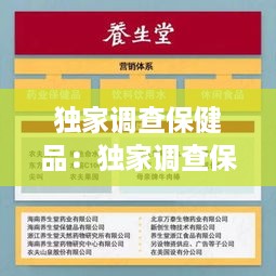 独家调查保健品：独家调查保健品案例分析 