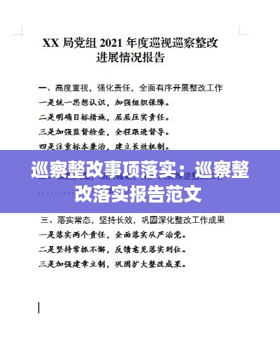 巡察整改事项落实：巡察整改落实报告范文 