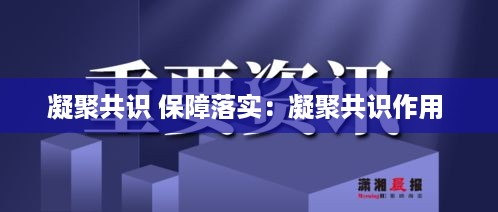 凝聚共识 保障落实：凝聚共识作用 