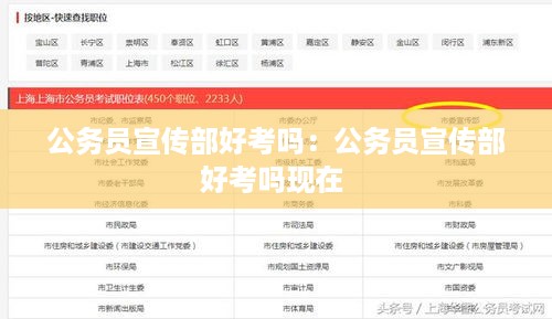 公务员宣传部好考吗：公务员宣传部好考吗现在 