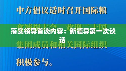 落实领导首谈内容：新领导第一次谈话 