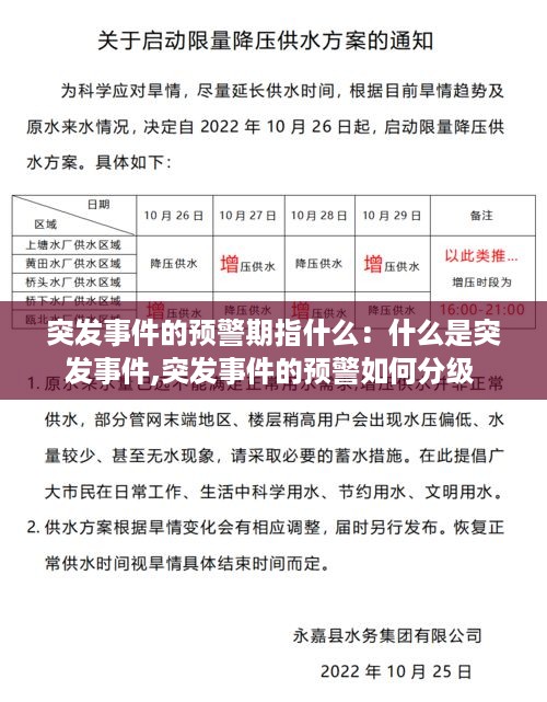 突发事件的预警期指什么：什么是突发事件,突发事件的预警如何分级 