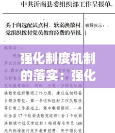 强化制度机制的落实：强化制度机制落实方面,提升工作能力 