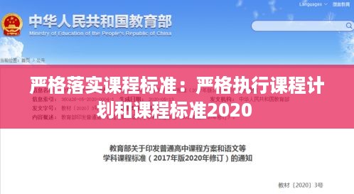 严格落实课程标准：严格执行课程计划和课程标准2020 