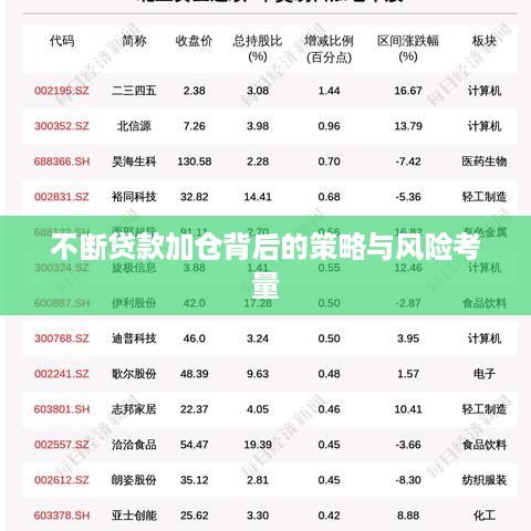 不断贷款加仓背后的策略与风险考量