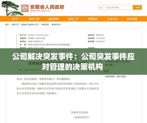 公司解决突发事件：公司突发事件应对管理的决策机构 