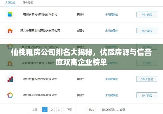 仙桃租房公司排名大揭秘，优质房源与信誉度双高企业榜单