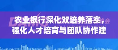 农业银行深化双培养落实，强化人才培育与团队协作建设