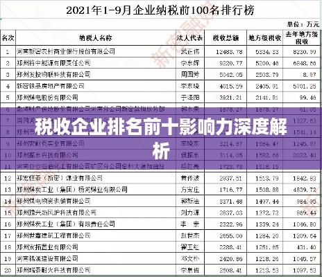 税收企业排名前十影响力深度解析