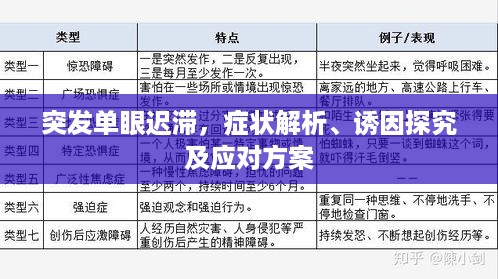 突发单眼迟滞，症状解析、诱因探究及应对方案