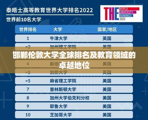 邯郸伦敦大学全球排名及教育领域的卓越地位