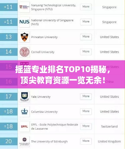 摇篮专业排名TOP10揭秘，顶尖教育资源一览无余！